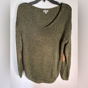Cupcake Women's V‎ Neck Sweater Patch Sleeve Acrylic Pullover Army Green Medium
